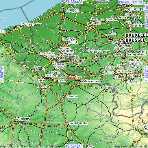 Topographic map of Lecelles