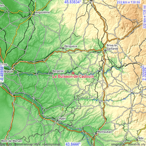 Topographic map of Le Buisson-de-Cadouin