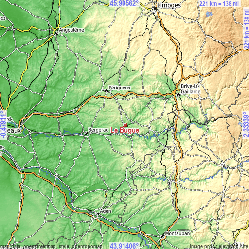 Topographic map of Le Bugue