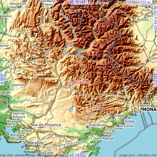 Topographic map of Le Brusquet