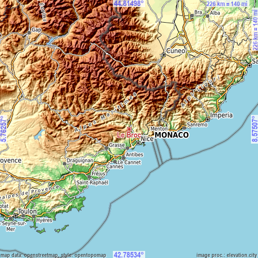 Topographic map of Le Broc