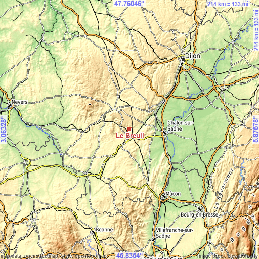 Topographic map of Le Breuil