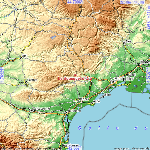 Topographic map of Le Bousquet-d’Orb