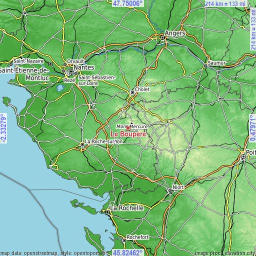 Topographic map of Le Boupère