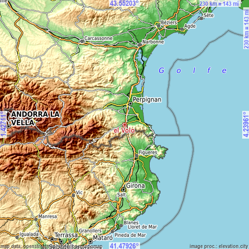 Topographic map of el Voló