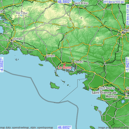 Topographic map of Le Bono