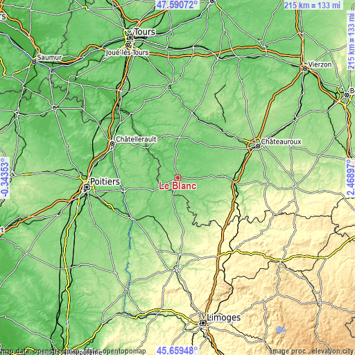 Topographic map of Le Blanc