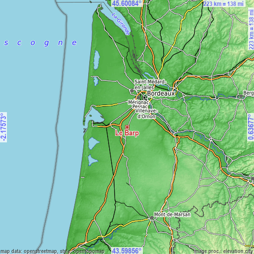 Topographic map of Le Barp