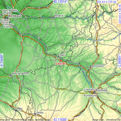 Topographic map of Layrac