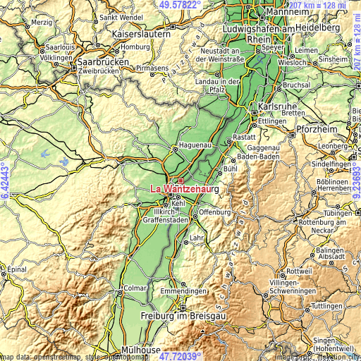 Topographic map of La Wantzenau