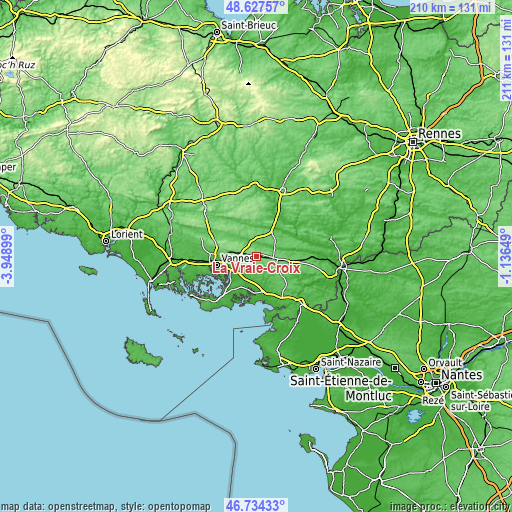 Topographic map of La Vraie-Croix