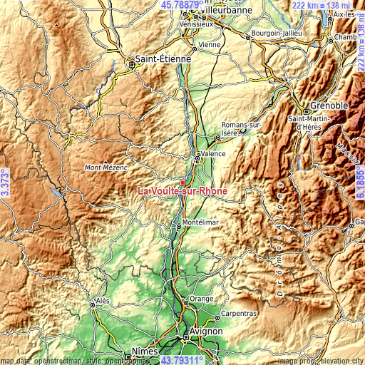 Topographic map of La Voulte-sur-Rhône