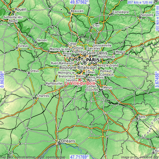 Topographic map of La Ville-du-Bois