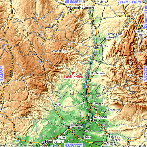 Topographic map of Lavilledieu