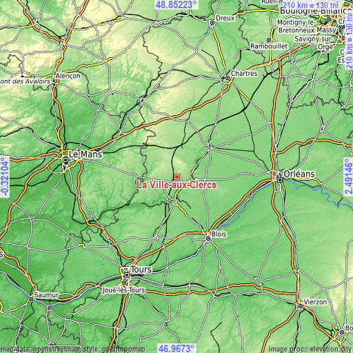 Topographic map of La Ville-aux-Clercs