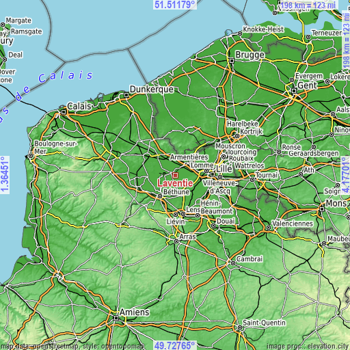 Topographic map of Laventie