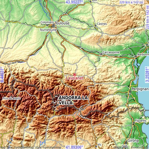 Topographic map of Lavelanet