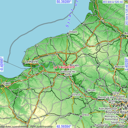 Topographic map of La Vaupalière