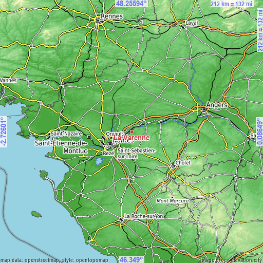 Topographic map of La Varenne