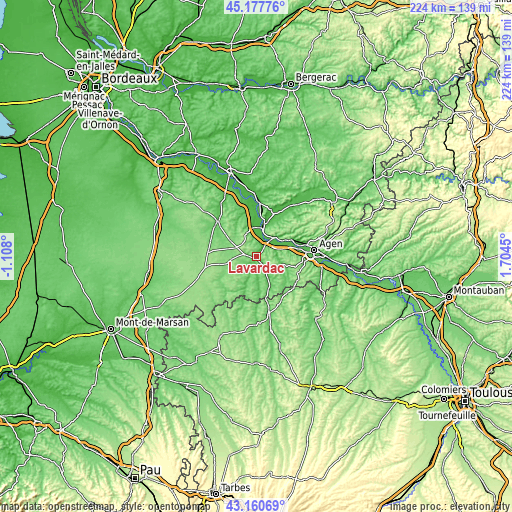 Topographic map of Lavardac