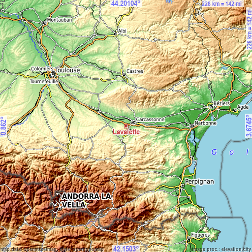 Topographic map of Lavalette