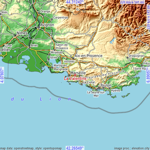 Topographic map of La Valentine