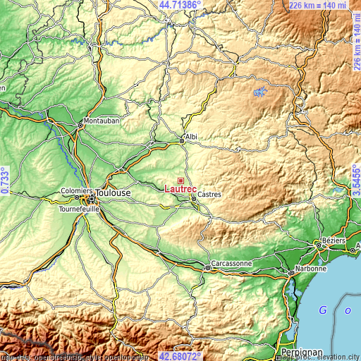 Topographic map of Lautrec