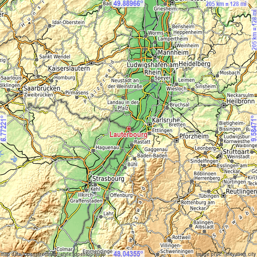 Topographic map of Lauterbourg