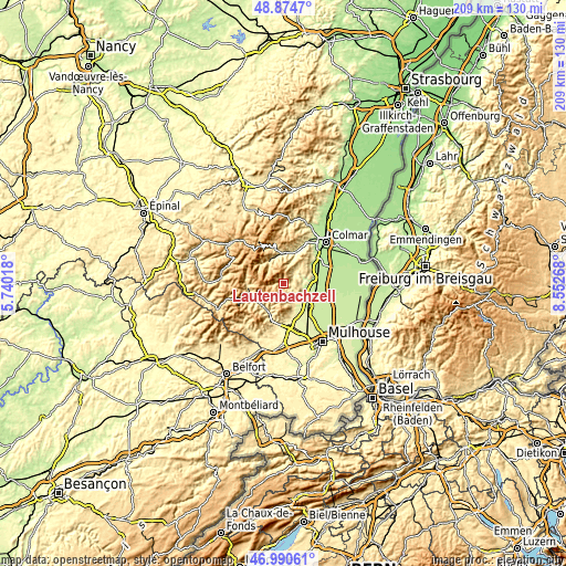 Topographic map of Lautenbachzell