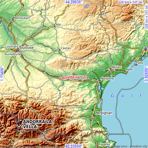 Topographic map of Laure-Minervois