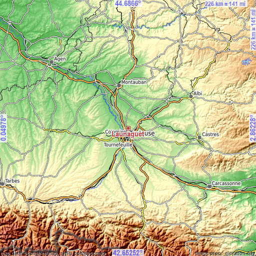 Topographic map of Launaguet