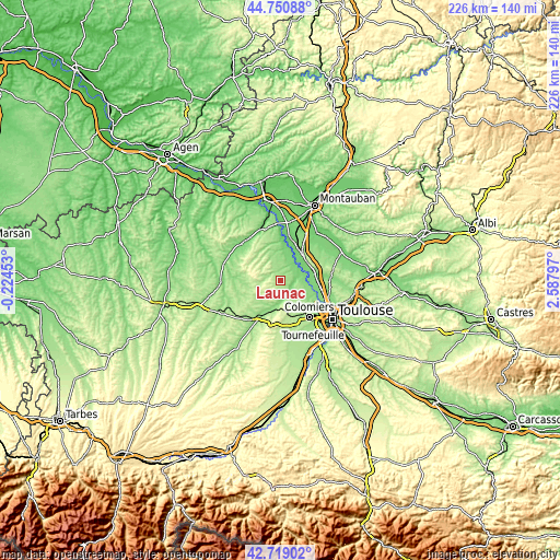 Topographic map of Launac