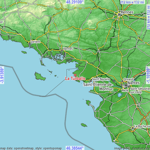 Topographic map of La Turballe