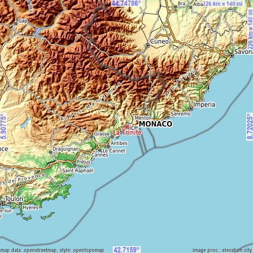 Topographic map of La Trinité
