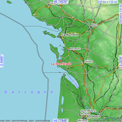 Topographic map of La Tremblade