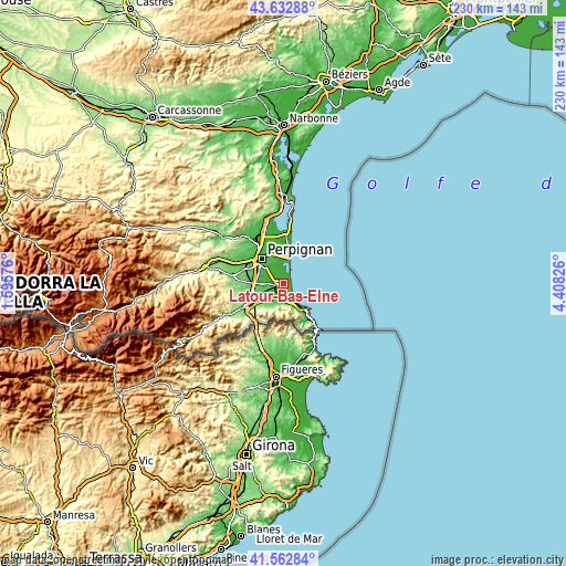 Topographic map of Latour-Bas-Elne