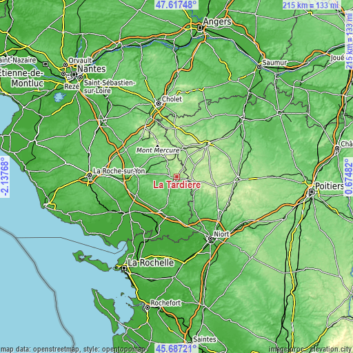 Topographic map of La Tardière