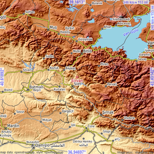 Topographic map of Şirvan