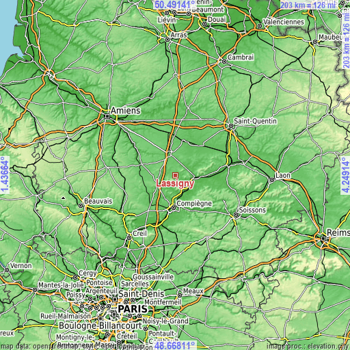 Topographic map of Lassigny