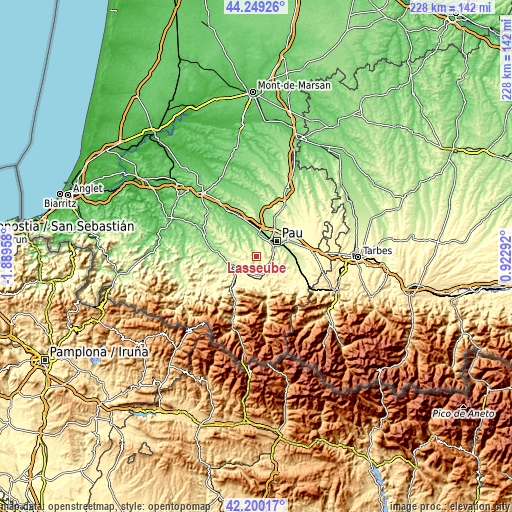 Topographic map of Lasseube
