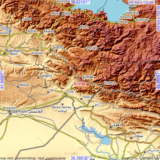 Topographic map of Şırnak