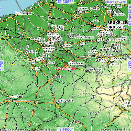 Topographic map of La Sentinelle