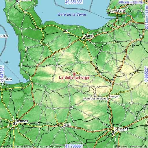 Topographic map of La Selle-la-Forge