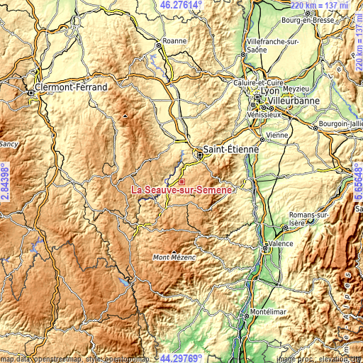 Topographic map of La Séauve-sur-Semène