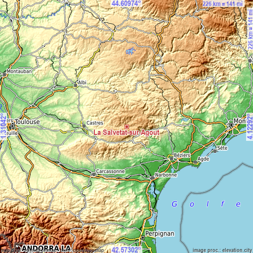 Topographic map of La Salvetat-sur-Agout