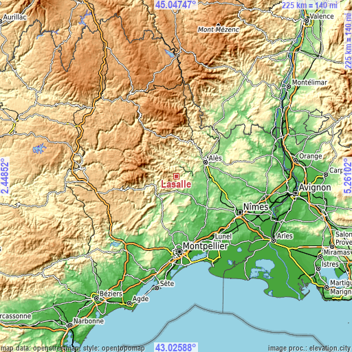 Topographic map of Lasalle