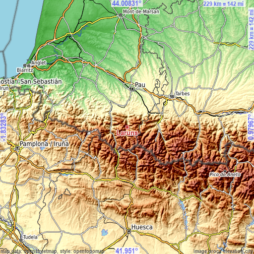 Topographic map of Laruns