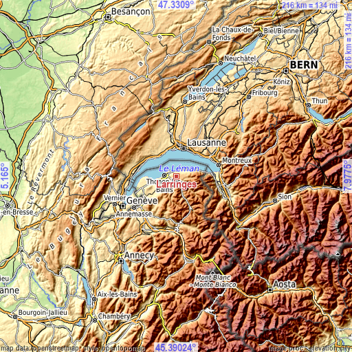 Topographic map of Larringes