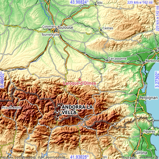 Topographic map of Laroque-d’Olmes