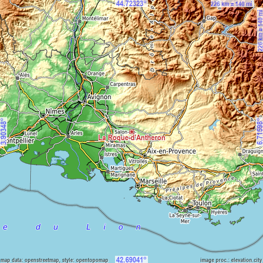 Topographic map of La Roque-d’Anthéron